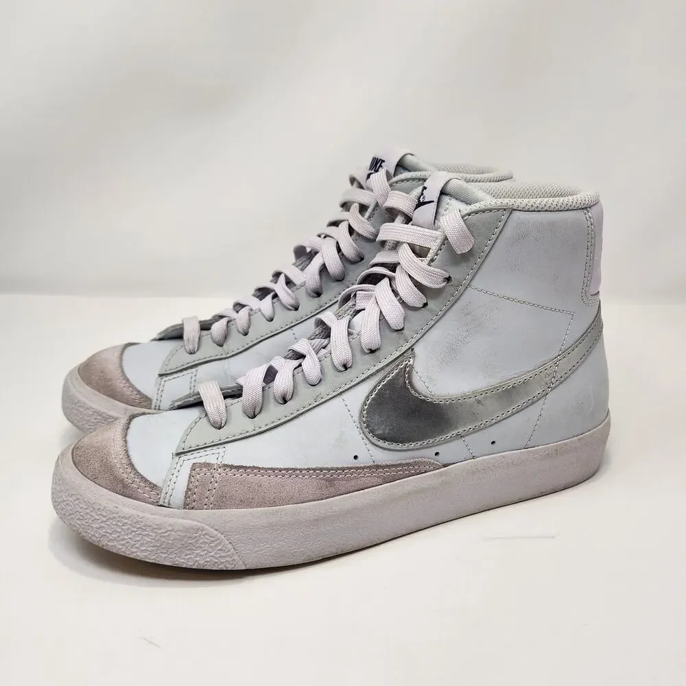 Nike Blazer Mid 77 GS Platinum Grape Silver Sneakers Big Kid Size 6.5Y Leather